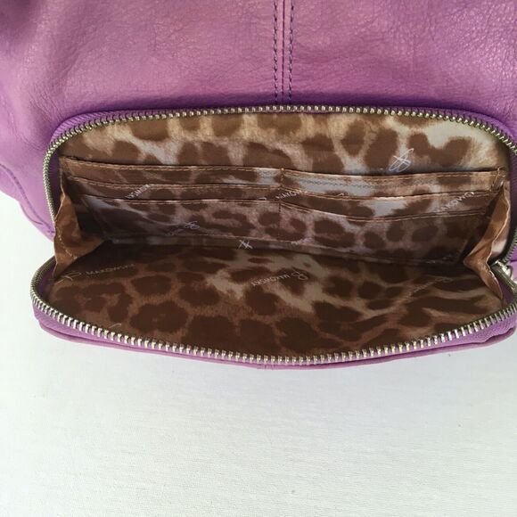 B. Makowsky Pebbled Leather Organizer Hobo Shoulder Bag Freesia Lilac Purple - Picture 12 of 12